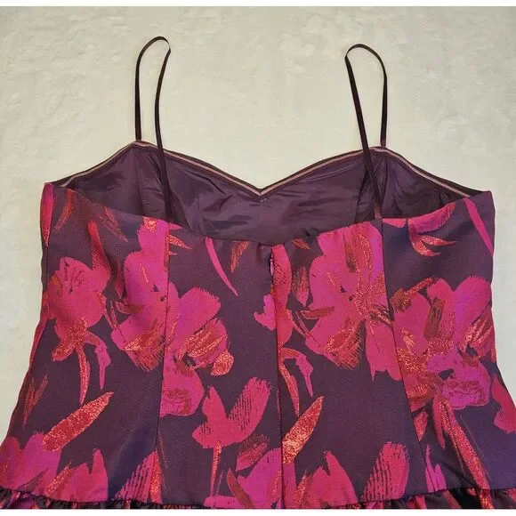 Aidan Mattox Sleeveless Floral Jacquard Party Dress Pink/ Fuchsia Size 16 NWT - Picture 6 of 14